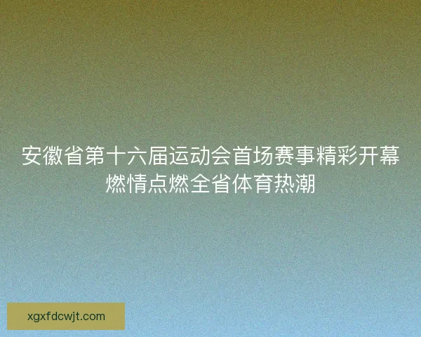安徽省第十六届运动会首场赛事精彩开幕燃情点燃全省体育热潮
